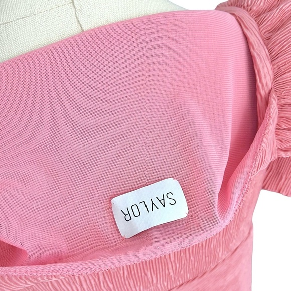 SAYLOR NWOT plissé wrap mini dress in Dusty pink Size S/M - Picture 8 of 9